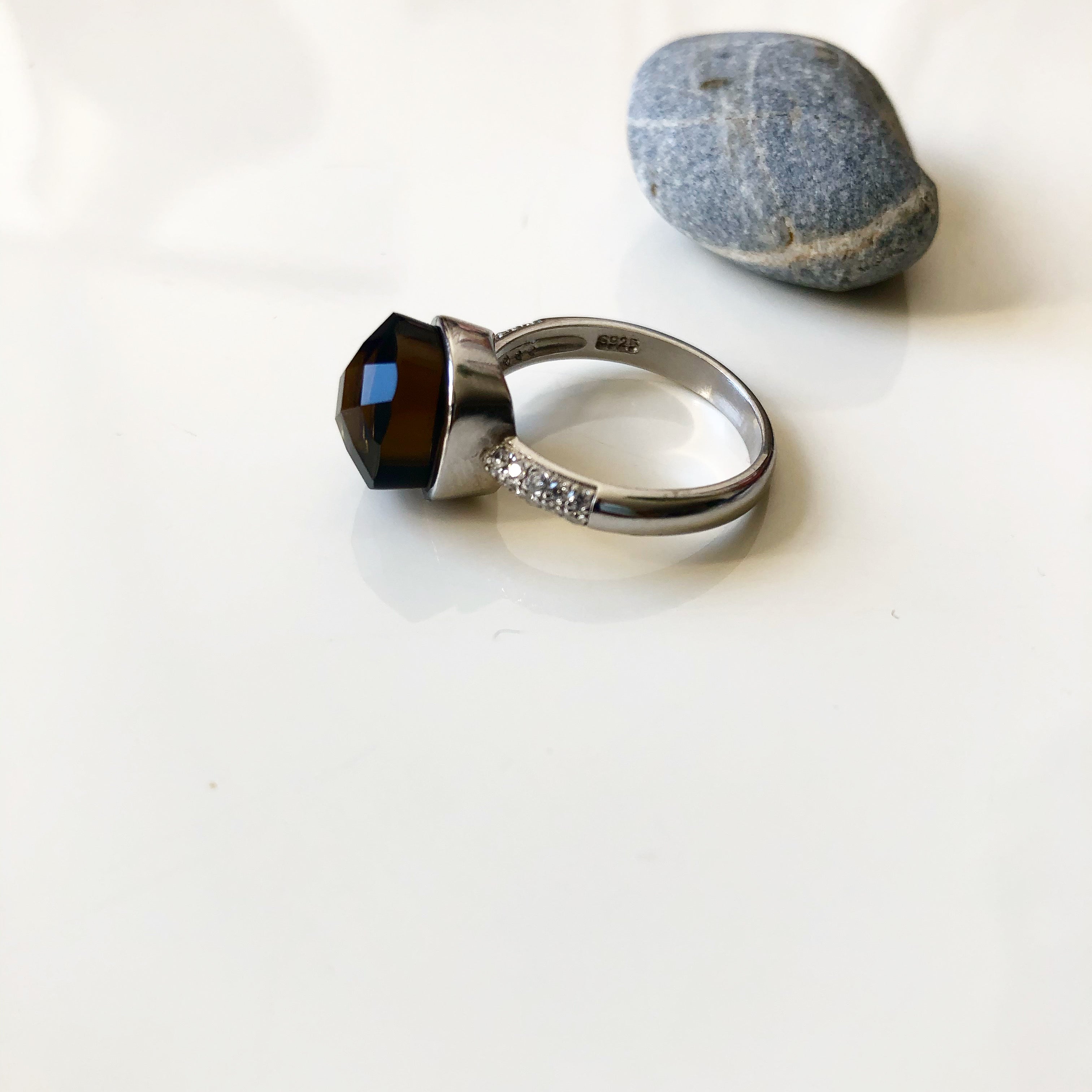 Smoky Glass Cocktail Ring