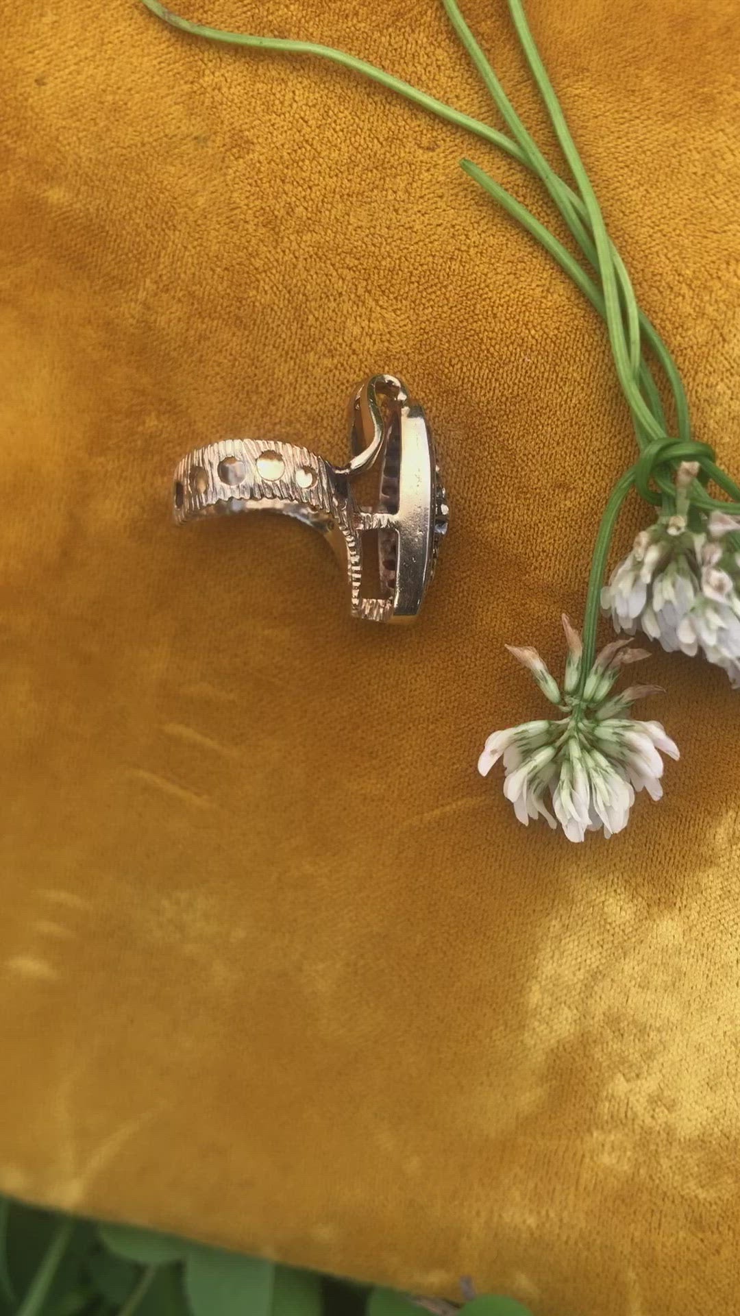 Diamond Shield Ring with Fleur de Lis