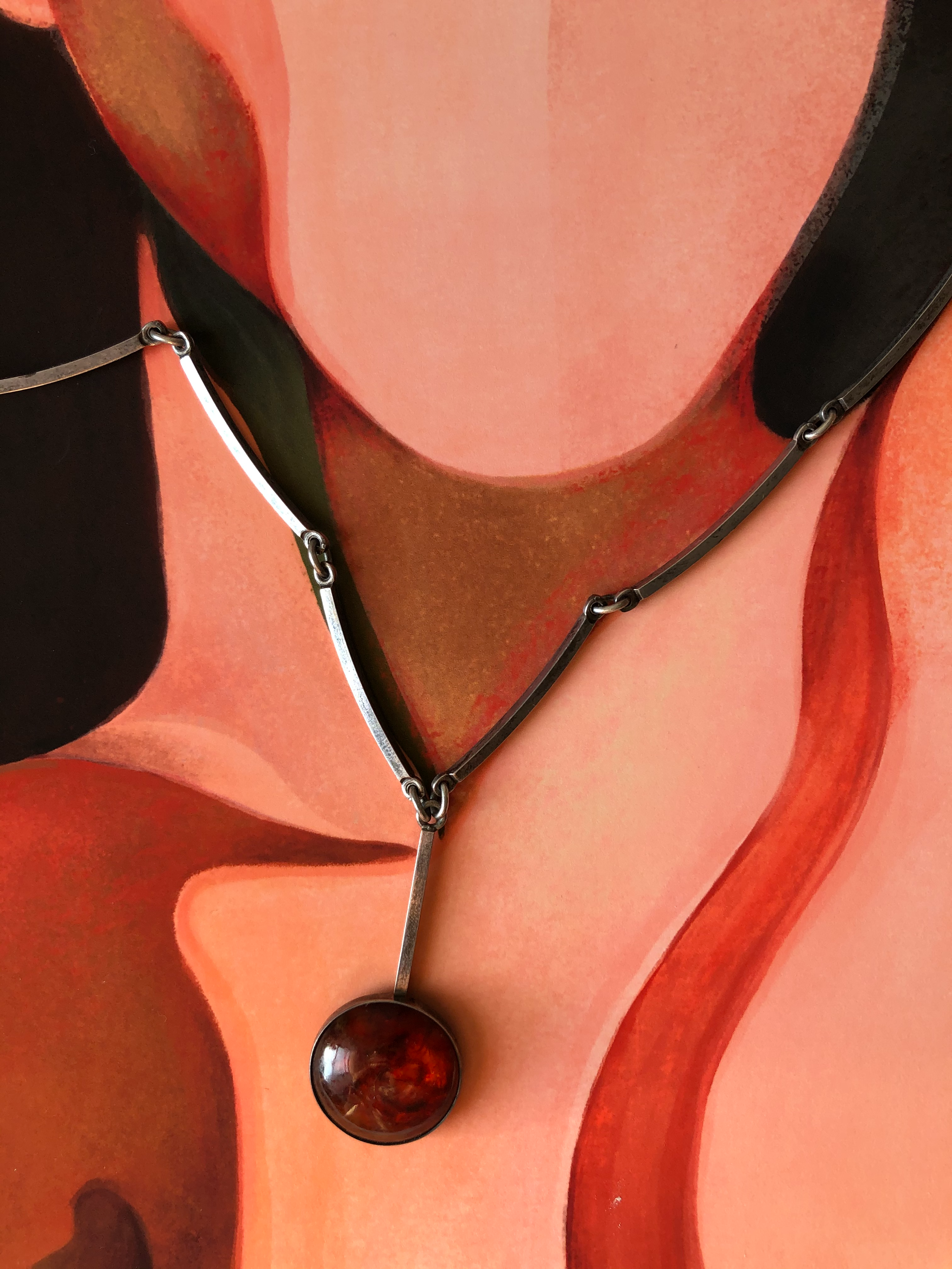 Modernist Amber Necklace by N.E. From