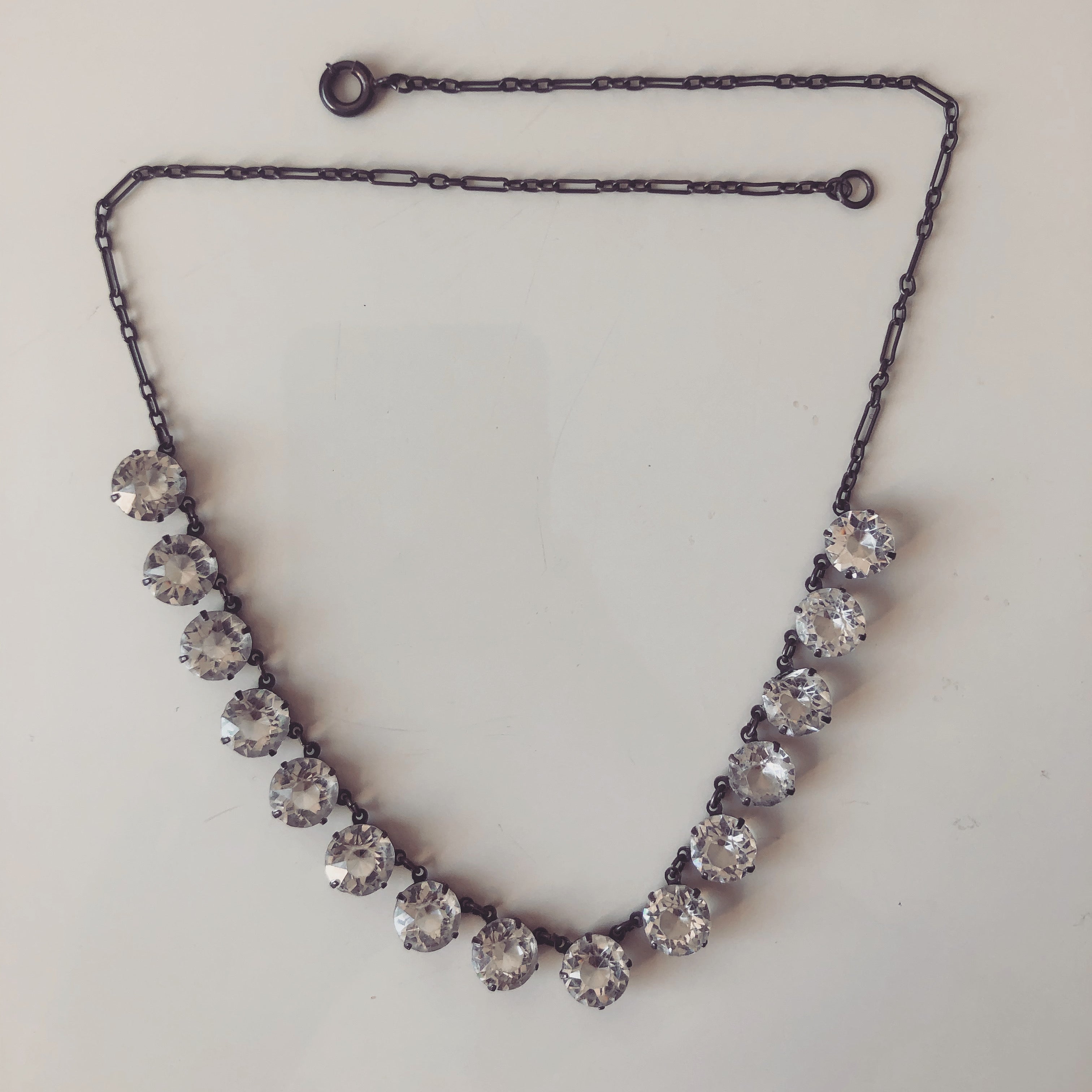 Art Deco Paste Necklace with Rectangular Links