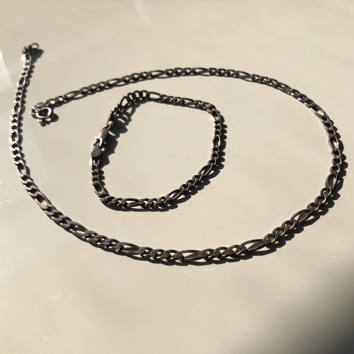 Figaro Chain + Bracelet Set