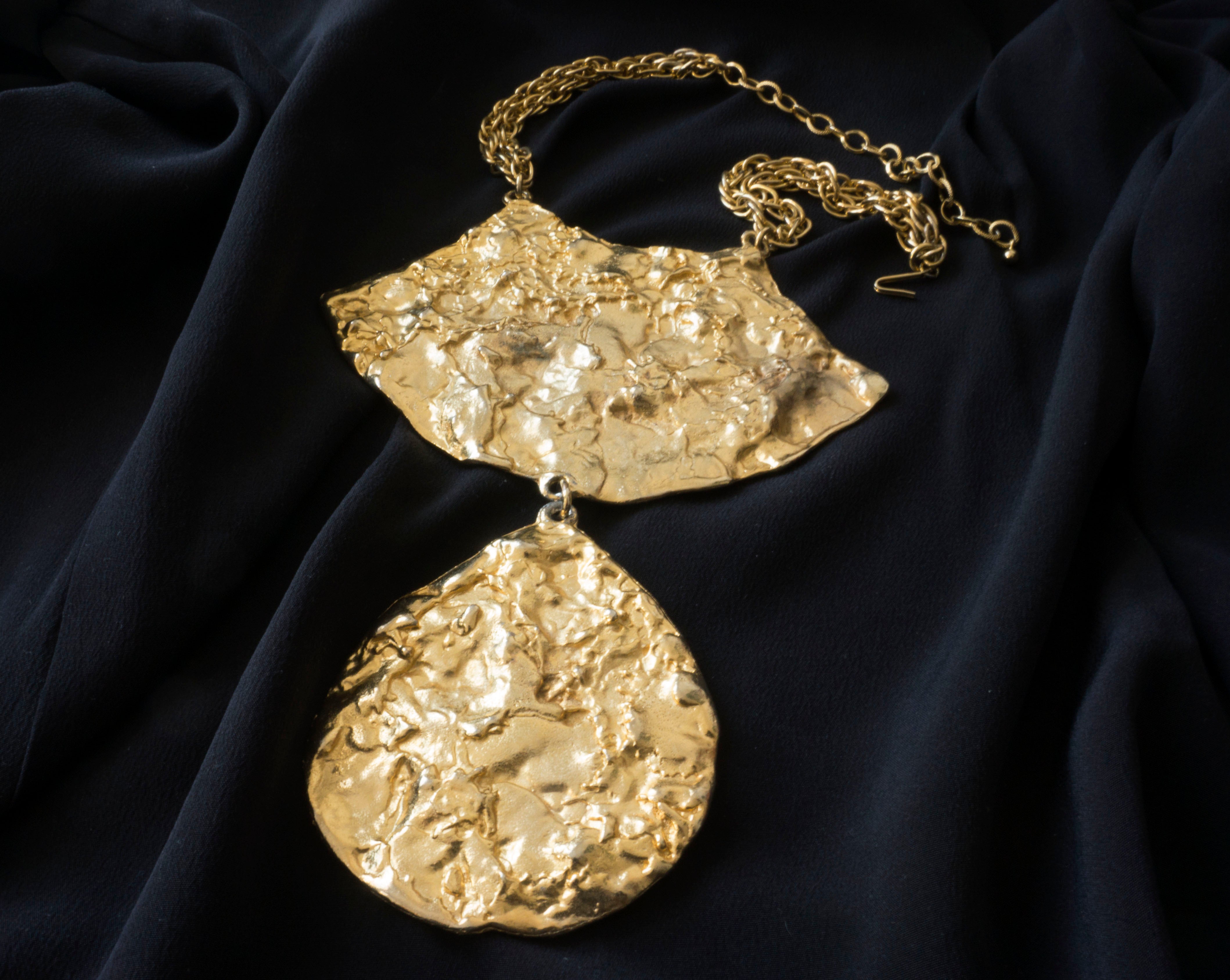 Hammered Gold Statement Necklace by Pauline Rader